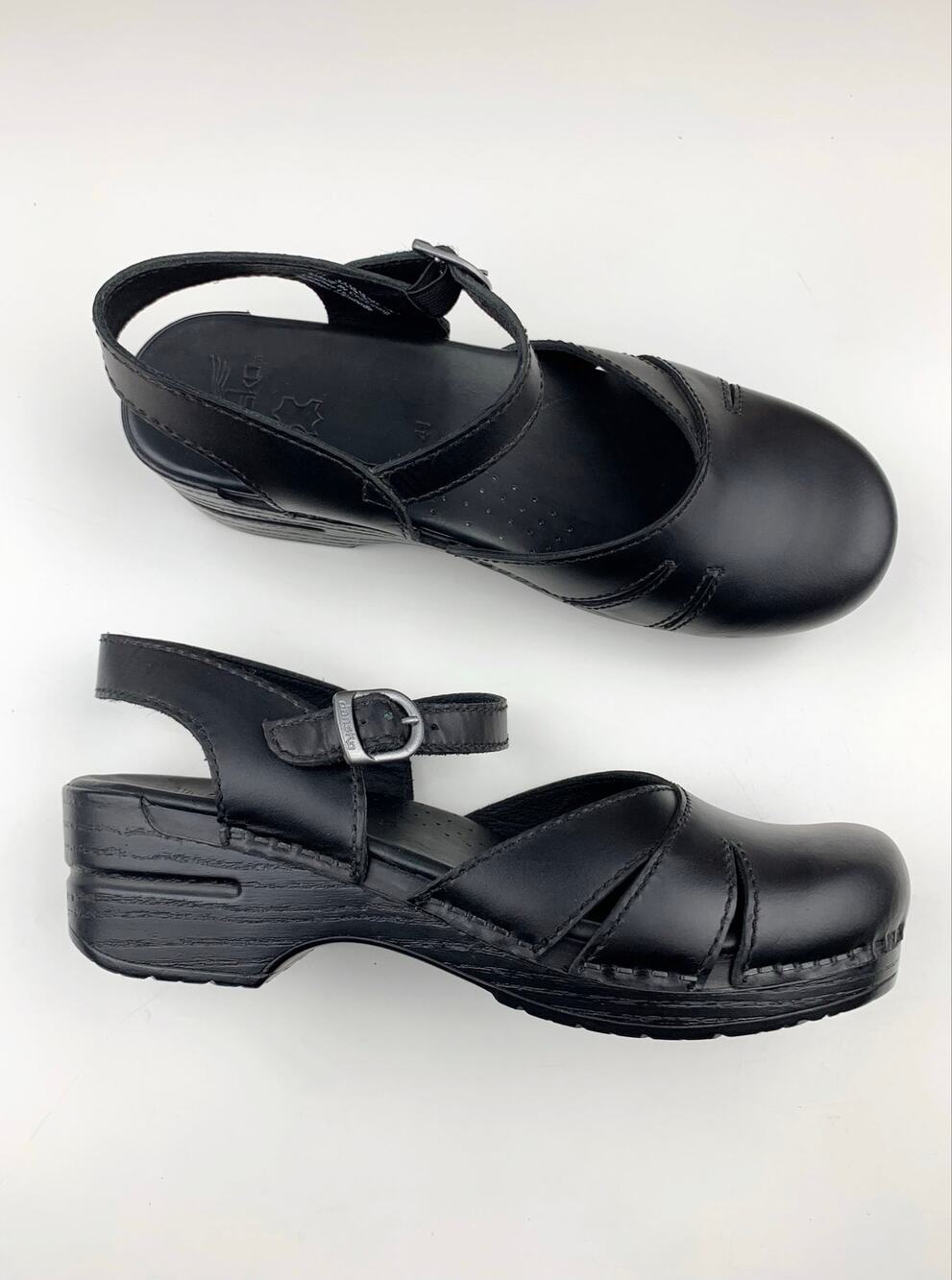 Dansko Margreta Mary Jane Clogs Black Leather Comfort Shoes Womens 41 US 10.5 11